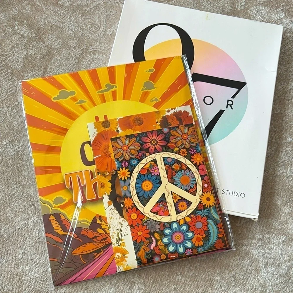 Brand New Boho Hippie Wall Art Decor Vintage Unframed Retro Groovy 70s Dorm